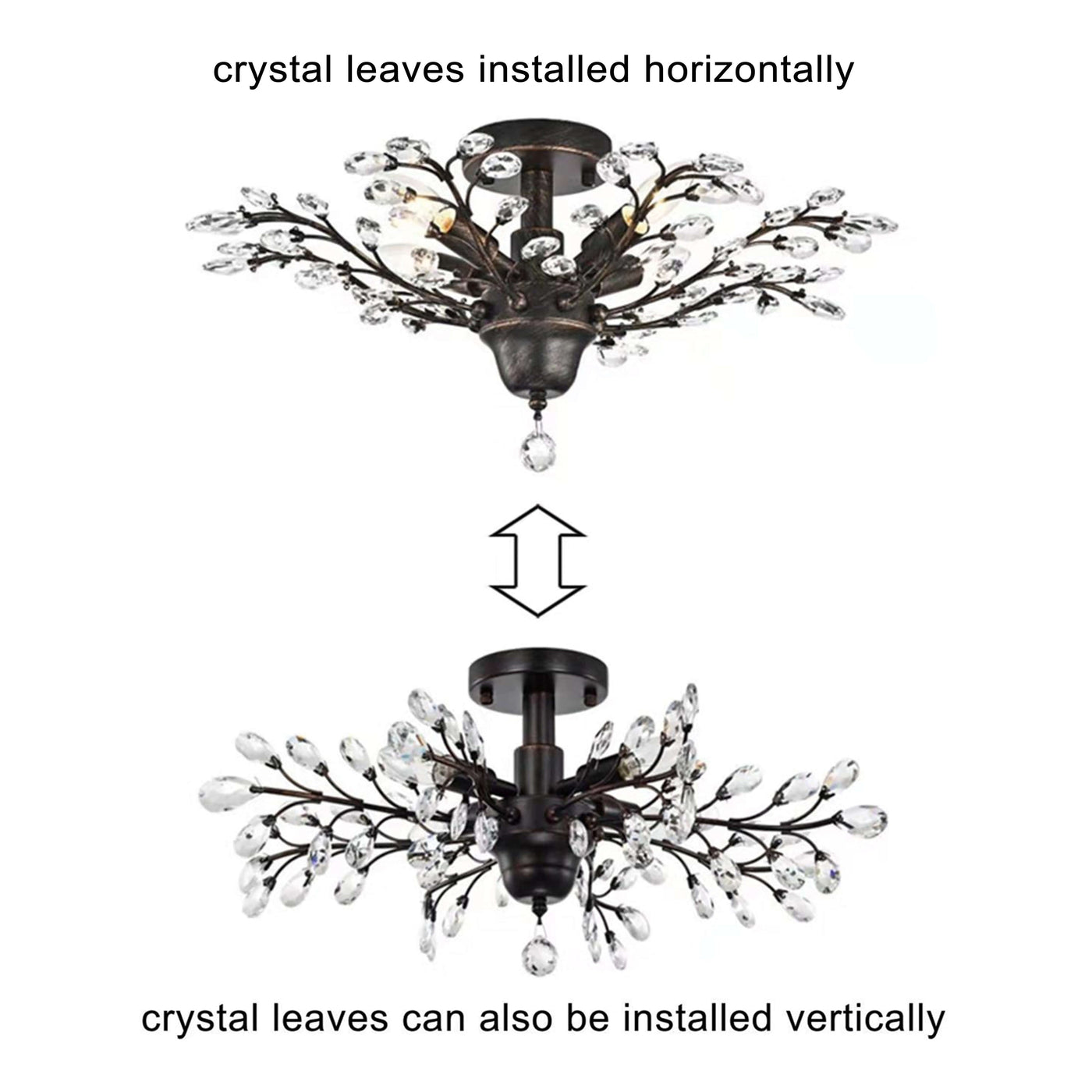 Holly 4-light Crystal Leaves Flush Mount