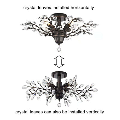 Holly 4-light Crystal Leaves Flush Mount