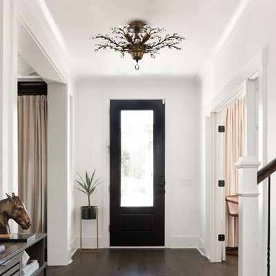 Holly 4-light Crystal Leaves Flush Mount