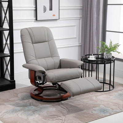 HomCom Faux Leather Adjustable Manual Swivel Base Recliner Chair with Comfortable and Relaxing Footrest