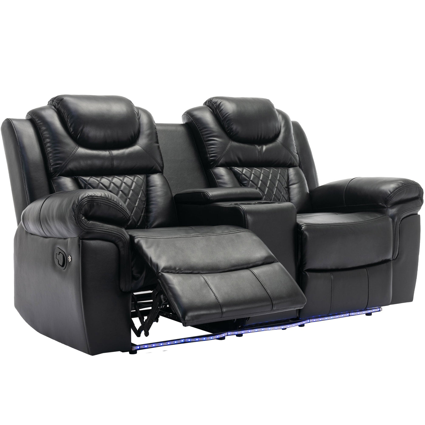 Home Theater Seating Manual Recliner Loveseat with Hide-Away Storage