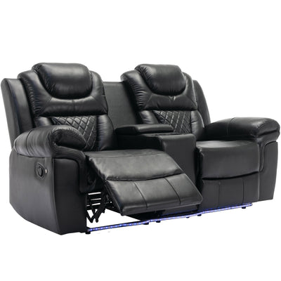 Home Theater Seating Manual Recliner Loveseat with Hide-Away Storage