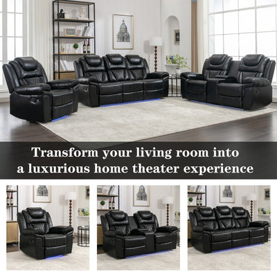 Home Theater Seating Manual Recliner Loveseat with Hide-Away Storage