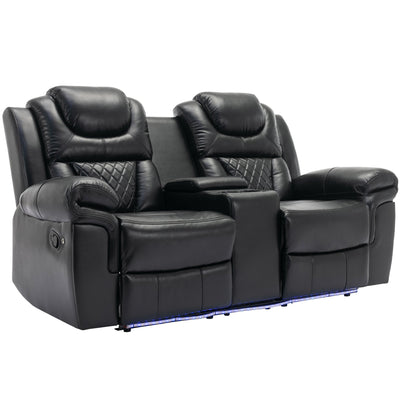 Home Theater Seating Manual Recliner Loveseat with Hide-Away Storage