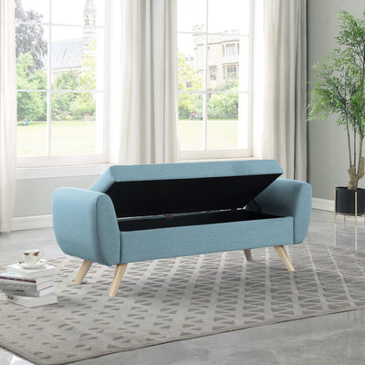 HomePop Modern Sherpa Storage Bench with Wood Legs