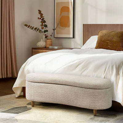 INK IVY Bailey Boucle-Style Curved Storage Accent Bench