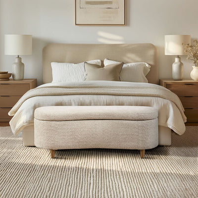 INK IVY Bailey Boucle-Style Curved Storage Accent Bench