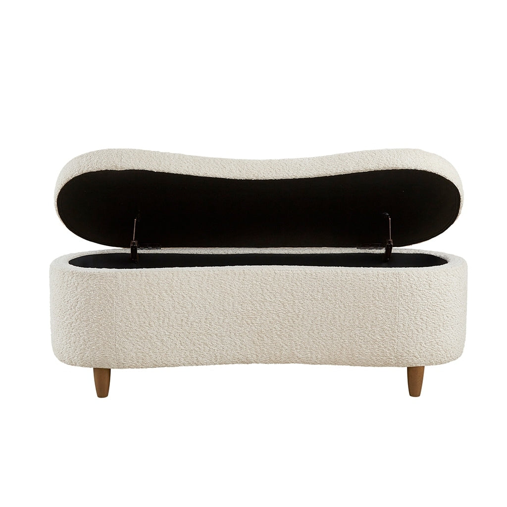 INK IVY Bailey Boucle-Style Curved Storage Accent Bench