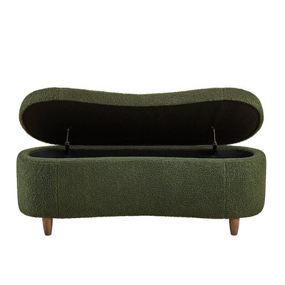 INK IVY Bailey Boucle-Style Curved Storage Accent Bench