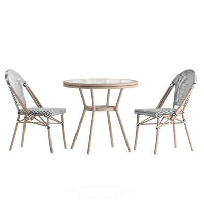 Indoor/Outdoor Commercial Bistro Set with Table and Two Chairs