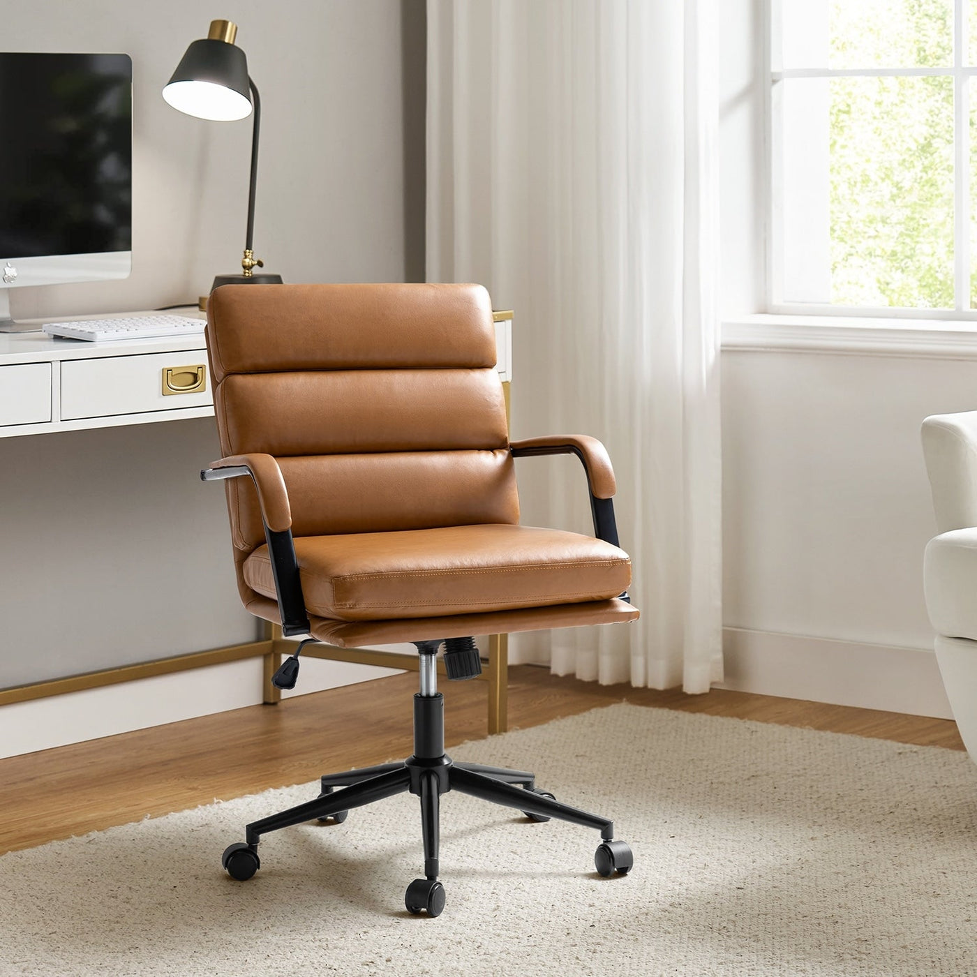 Joseph Modern Task Faux Leather Chair with Tilt Lock and Center Tilt by HULALA HOME