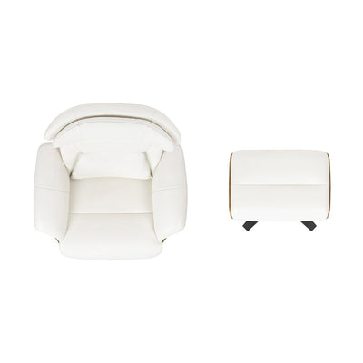 Jovan 31.5 Genuine Leather Recliner Lounge Chair with Ottoman