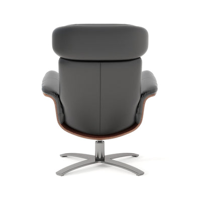 Jovan 31.5 Curved Wood Genuine Leather Recliner Lounge Chair