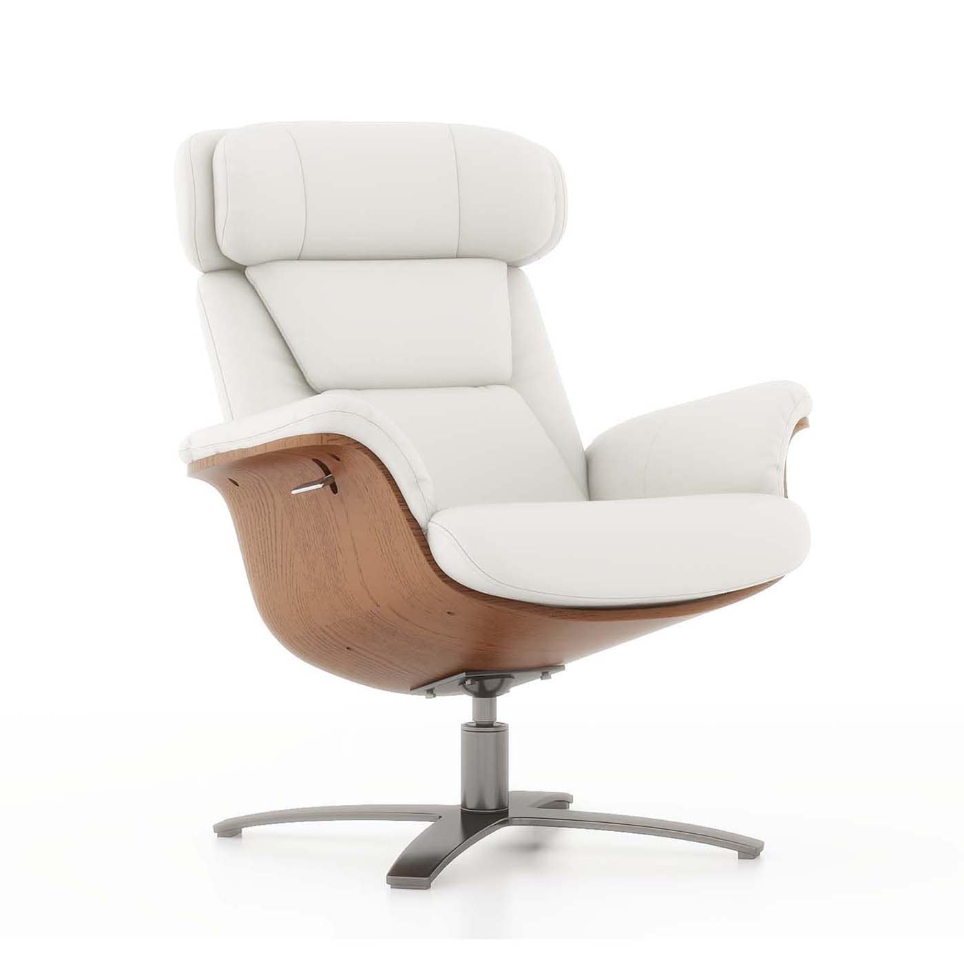 Jovan 31.5 Curved Wood Genuine Leather Recliner Lounge Chair