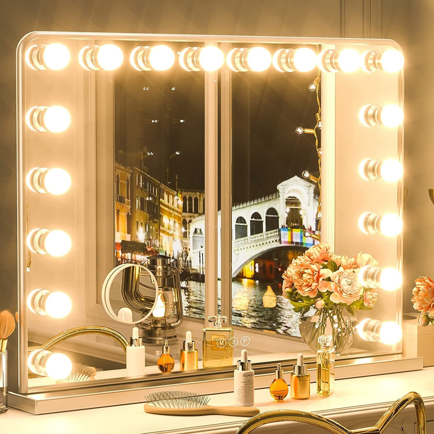 Keonjinn LED Makeup Hollywood Vanity Mirror with 15/18 LED Lights
