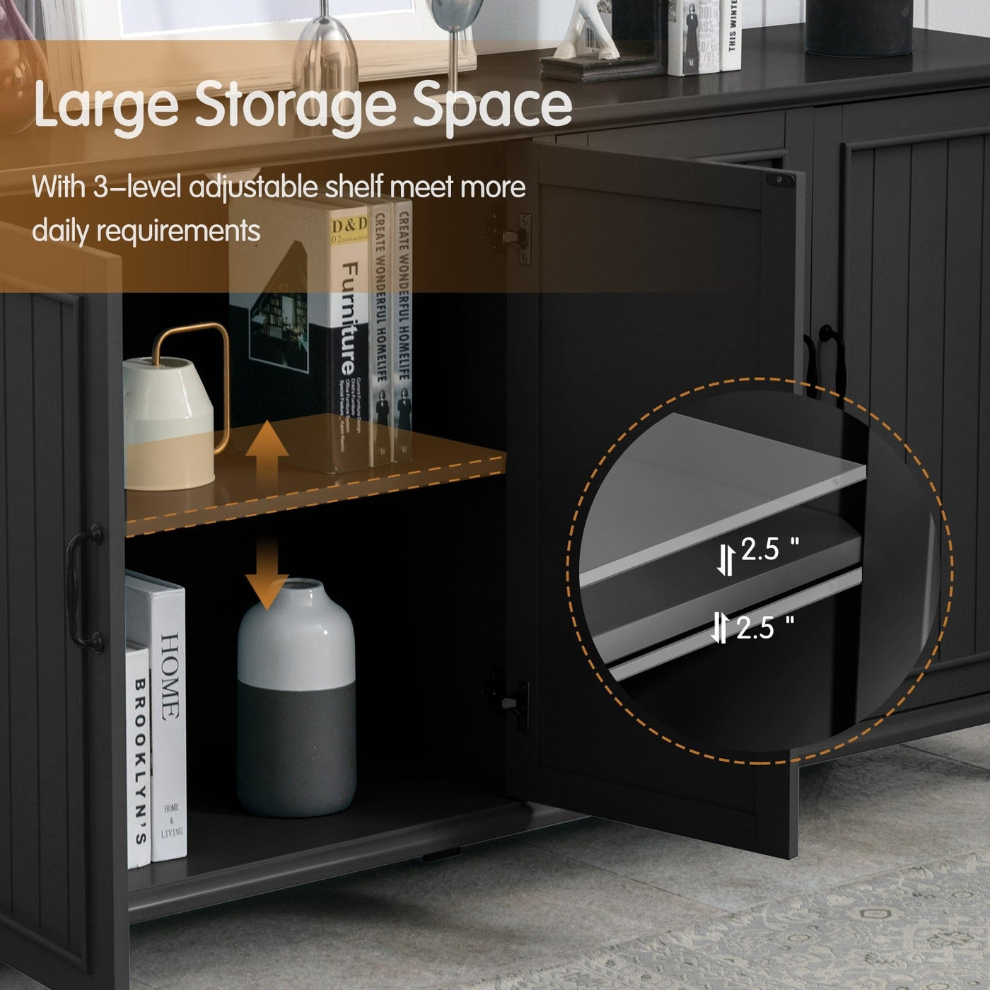 Kitchen Sideboard Coffee Bar Cabinet Accent Storage Cabinet