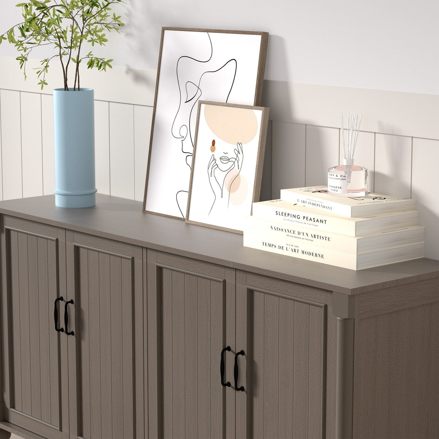 Kitchen Sideboard Coffee Bar Cabinet Accent Storage Cabinet