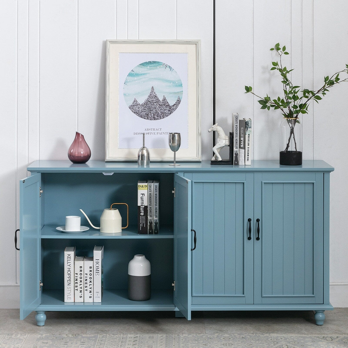 Kitchen Sideboard Coffee Bar Cabinet Accent Storage Cabinet