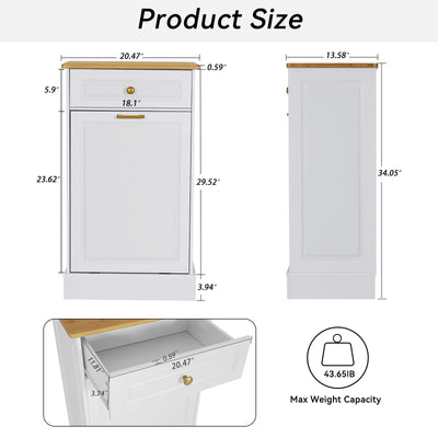 Kitchen Tilt Out Trash Cabinet Can Bin Storage Wooden Counter-top Waste Baskets with Drawer