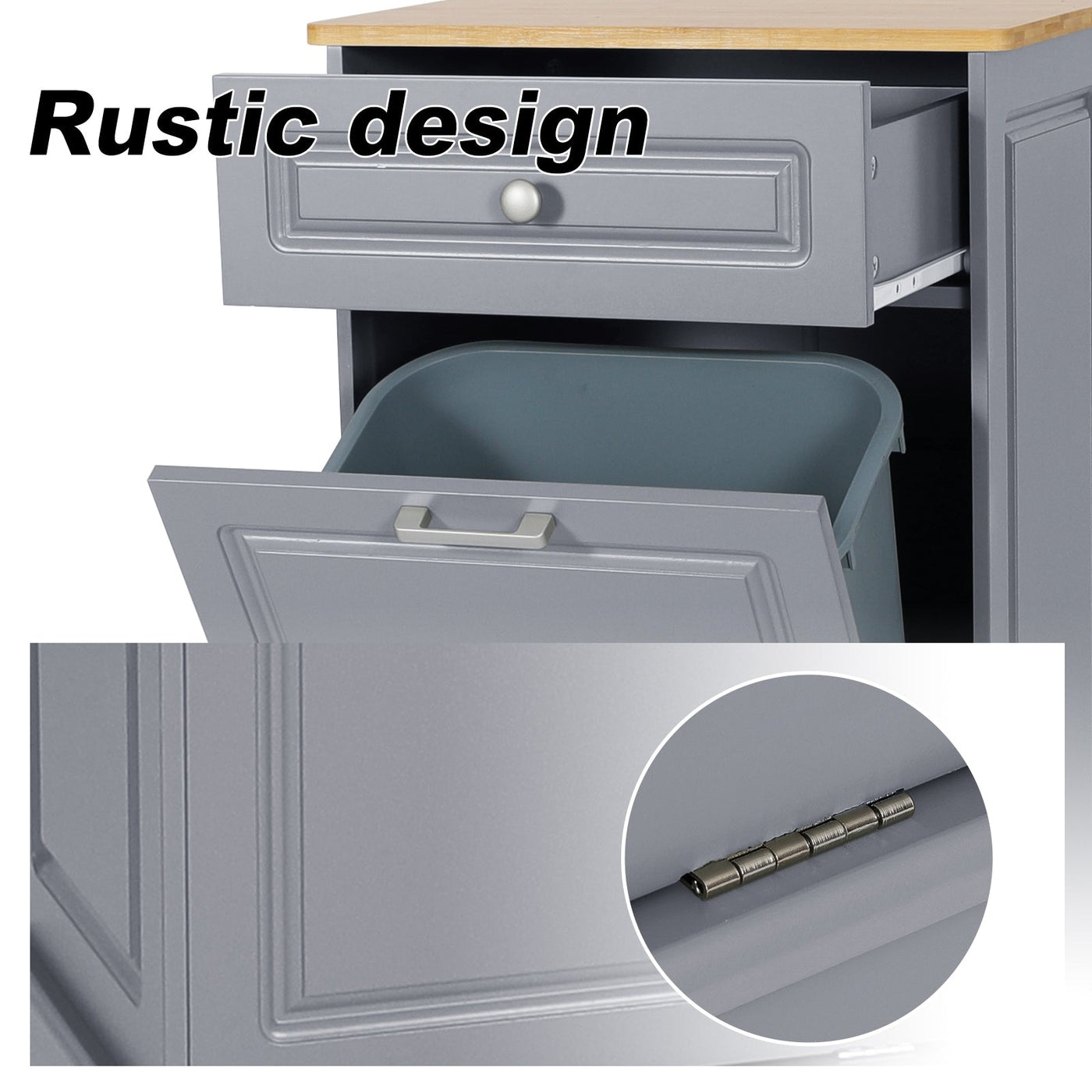 Kitchen Tilt Out Trash Cabinet Can Bin Storage Wooden Counter-top Waste Baskets with Drawer