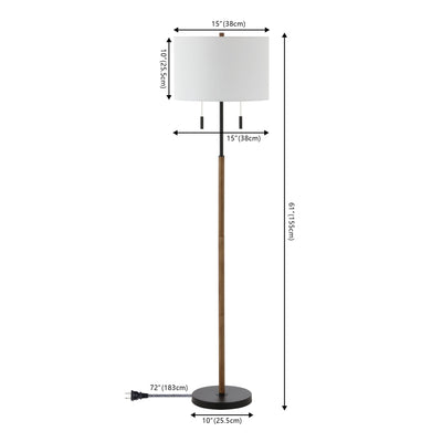 Koda 61 Rustic Farmhouse Iron Candlestick Pull Chains LED Floor Lamp, Brown Wood Finish/Black by JONATHAN Y