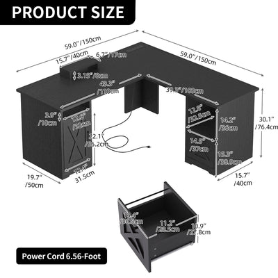 Moasis L Shaped Gaming Desk 59-Inch Computer Corner Desk with Monitor Stand