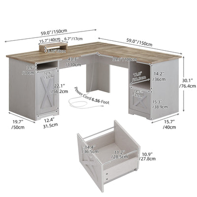 Moasis L Shaped Gaming Desk 59-Inch Computer Corner Desk with Monitor Stand