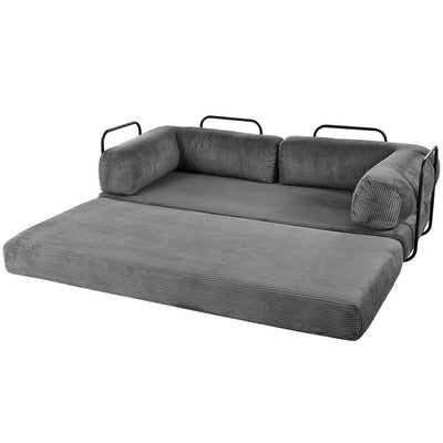 L-Shaped Modular Sofa Bed in Corduroy Fabric