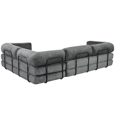 L-Shaped Modular Sofa Bed in Corduroy Fabric
