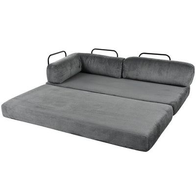 L-Shaped Modular Sofa Bed in Corduroy Fabric