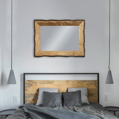 Lamont River of Goods Rectangular Brown and Tan Wood and Glass Wall Mirror - 39 x 1.25 x 28
