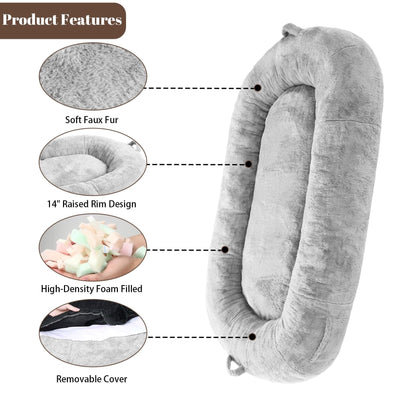 Large Dog Bed Washable Human Size Bed with Removable Cover