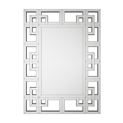 Large Wall Art Mirror Decor Silver Accent Geometric Frame