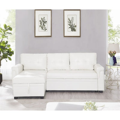 Convertible Reversible Sectional Sofa with Pull-Out Sleeper Bed, Hidden Storage Chaise, and Durable Legs