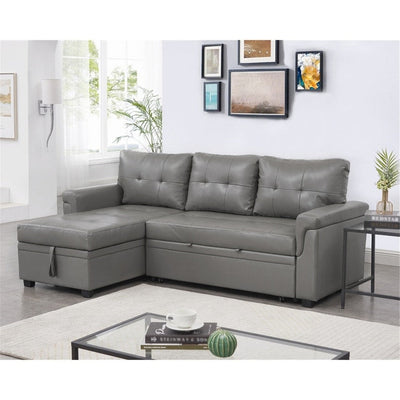 Convertible Reversible Sectional Sofa with Pull-Out Sleeper Bed, Hidden Storage Chaise, and Durable Legs