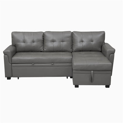Convertible Reversible Sectional Sofa with Pull-Out Sleeper Bed, Hidden Storage Chaise, and Durable Legs