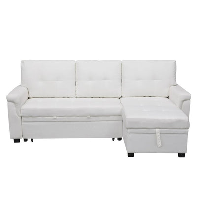 Convertible Reversible Sectional Sofa with Pull-Out Sleeper Bed, Hidden Storage Chaise, and Durable Legs
