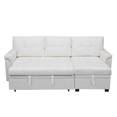 Convertible Reversible Sectional Sofa with Pull-Out Sleeper Bed, Hidden Storage Chaise, and Durable Legs