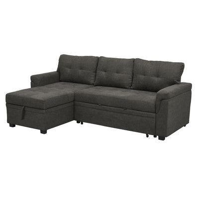 Convertible Reversible Sectional Sofa with Pull-Out Sleeper Bed, Hidden Storage Chaise, and Durable Legs