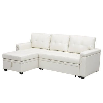 Convertible Reversible Sectional Sofa with Pull-Out Sleeper Bed, Hidden Storage Chaise, and Durable Legs