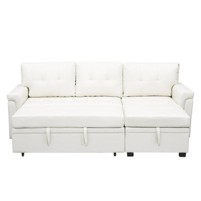 Convertible Reversible Sectional Sofa with Pull-Out Sleeper Bed, Hidden Storage Chaise, and Durable Legs