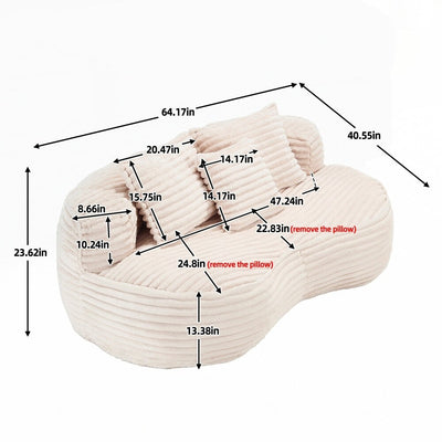 Lazy Sofa Durable Comfort Lounger High Back Bean Bag Chair Couch for Adults and Kids - 2 Seat