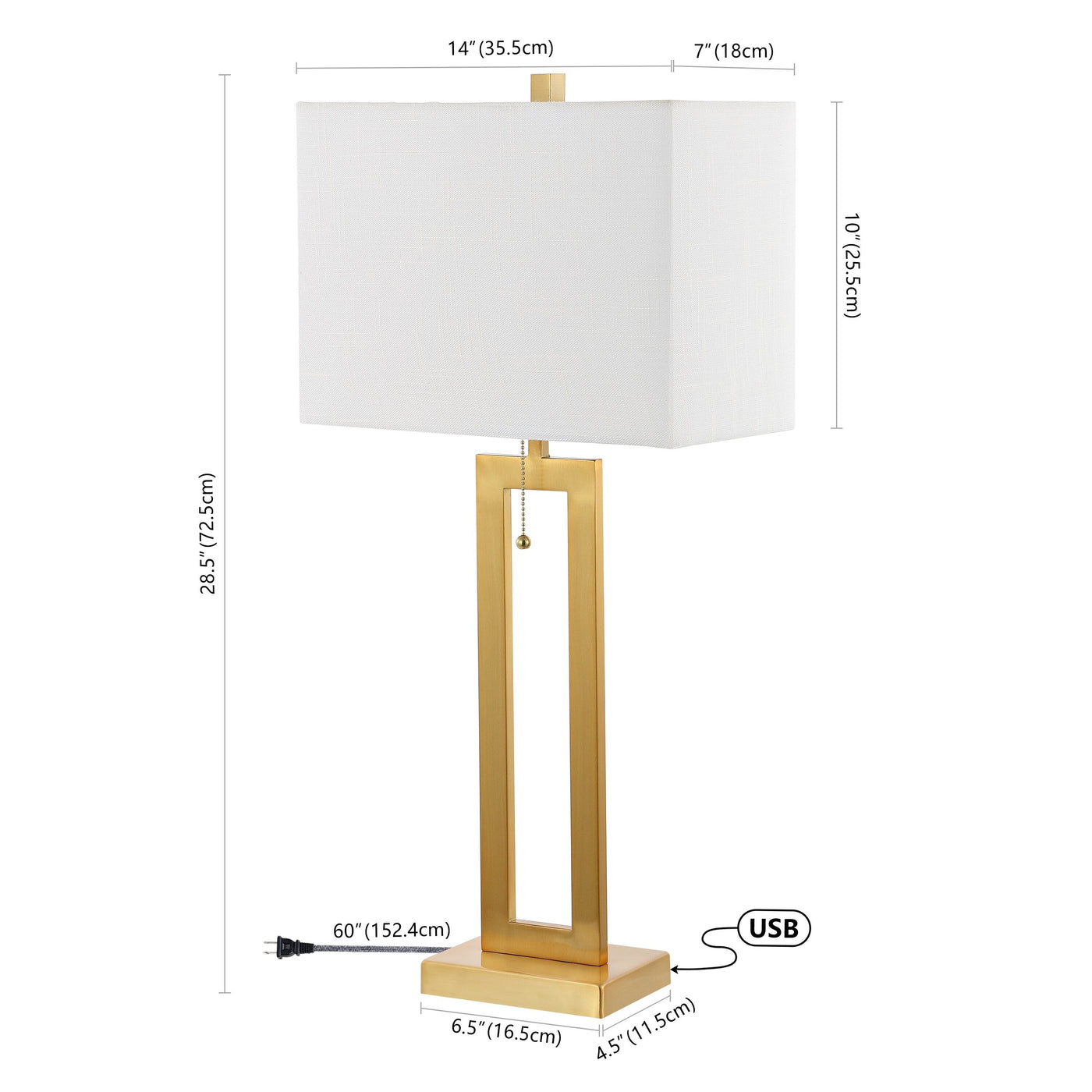 Lucie 28.5 Vintage Industrial Iron LED Table Lamp with Pull-Chain and USB Charging Port, (Set of 2) by JONATHAN Y