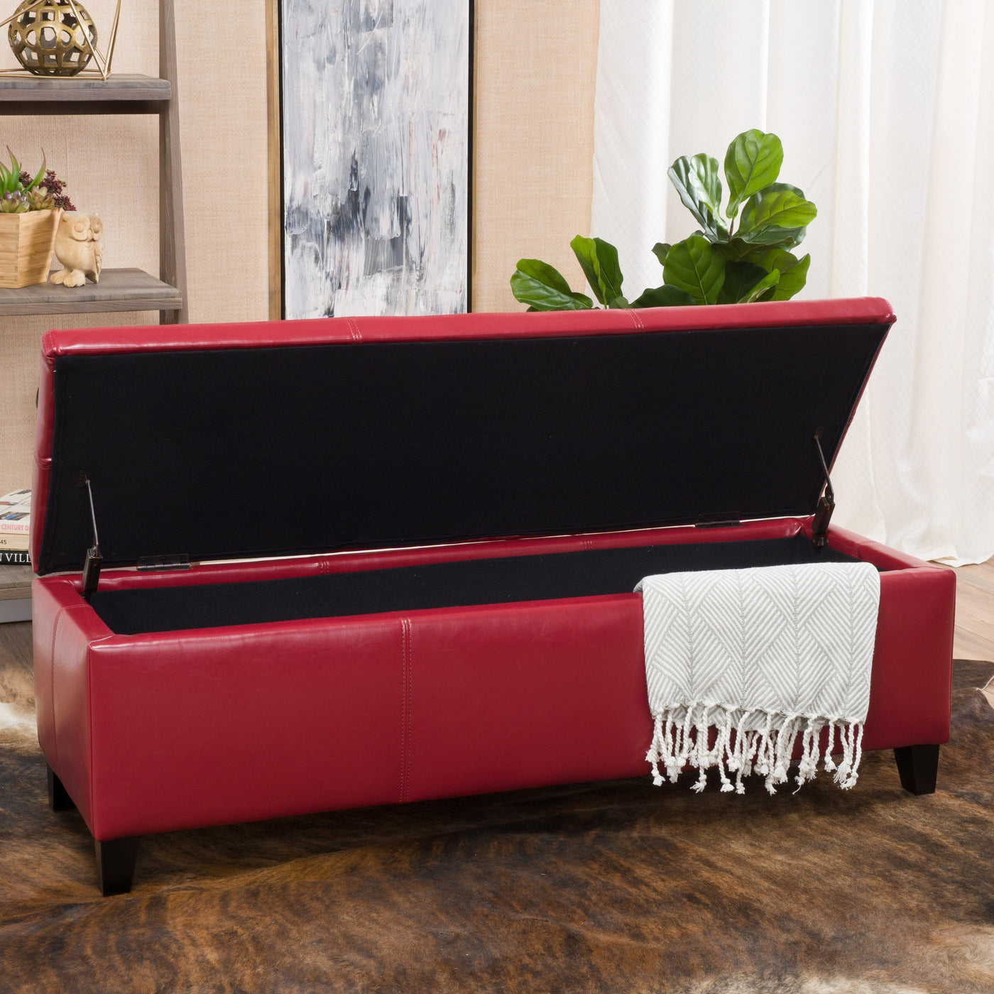 Lucinda Faux Leather Storage Bench by Christopher Knight Home - 51.25 L x 17.50 W x 16.25 H