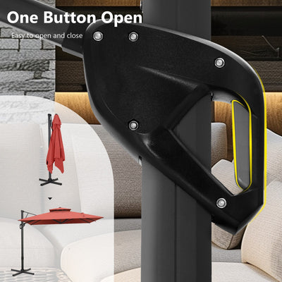 MAISON ARTS 12 FT Automatic Hydraulic Cantilever Umbrella Aluminum Pole 360 Degree Rotation