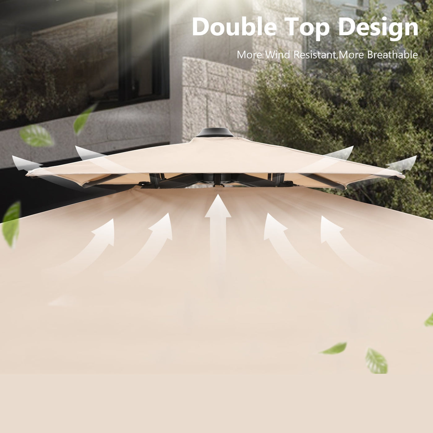 MAISON ARTS 12 FT Automatic Hydraulic Cantilever Umbrella Aluminum Pole 360 Degree Rotation