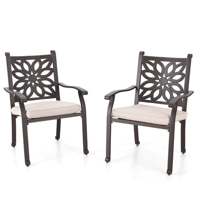 MAISON ARTS Cast Aluminum Dining Chairs/Patio Dining Set with Round Dining Table & 6 Cast Aluminum Patio Chairs