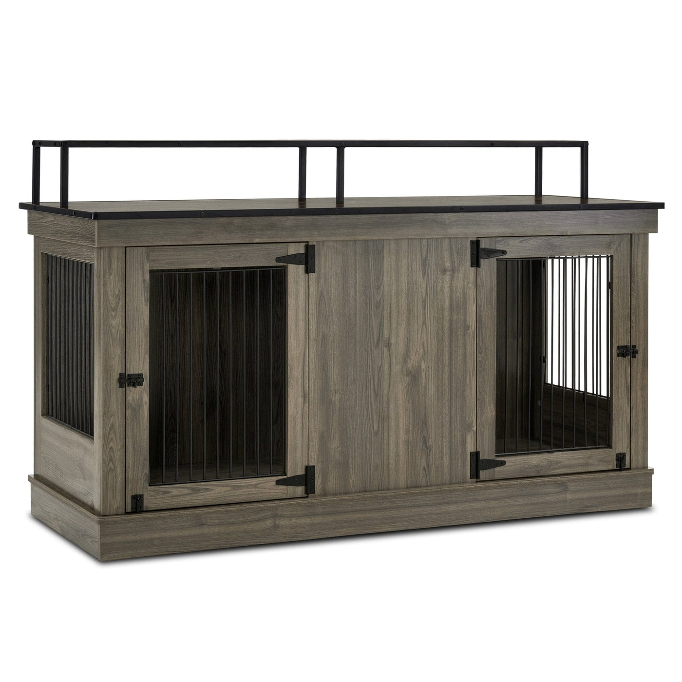 Mcombo Large Dog Crate Furniture TV Stand,Wooden Dog Kennel with Double Doors 1861