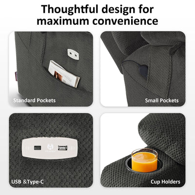 MCombo Large-Wide Dual Motor Power Lift Recliner with Massage and Dual Heating for Big and Tall Elderly, Fabric R7635