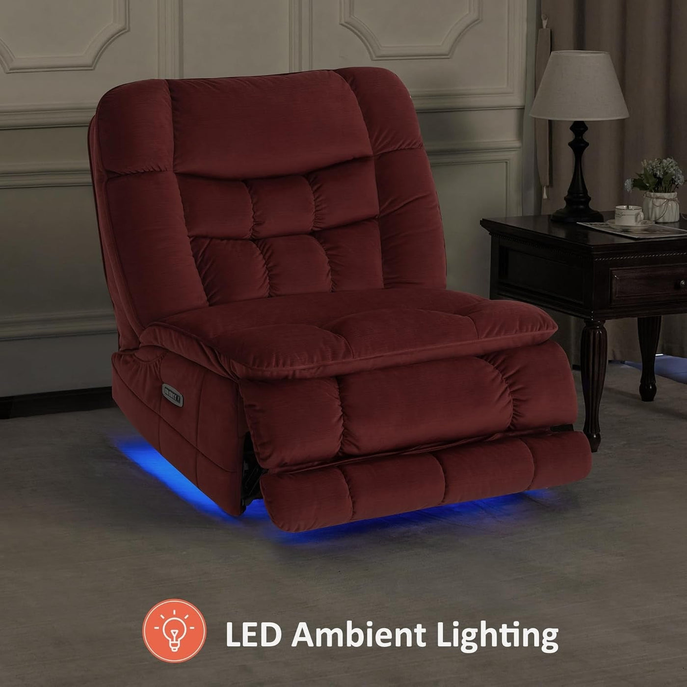 MCombo Oversized Dual Motor Armless Power Rocker Recliner Chair, Zeroarms Recliner Perfect for Living Room Fabric PR607